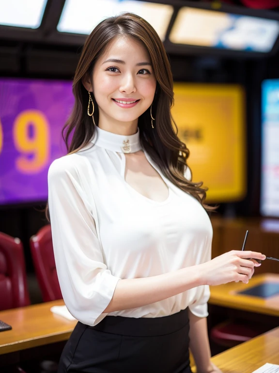 (8k, Best Quality, Masterpiece:1.2), (Realistic, Photorealistic:1.37), Ultra Detailed, Solo, A Young and beautiful Japanese politician, (suit, jacket, tight mini-skirt), (Smile:1.15),Big breasts,Beautiful Fine Eyes,(long Hair:1.2),Floating Hair NovaFrogStyle, cleavage, (1 woman bending forward:1.3)