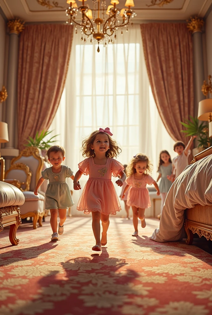 tween, young, 12-year-old, ((((((boy)))))) and girl))) wearing girls, ((((satin party ball gown dresses)))) standing in a bedroom, floor length, strapless neckline,