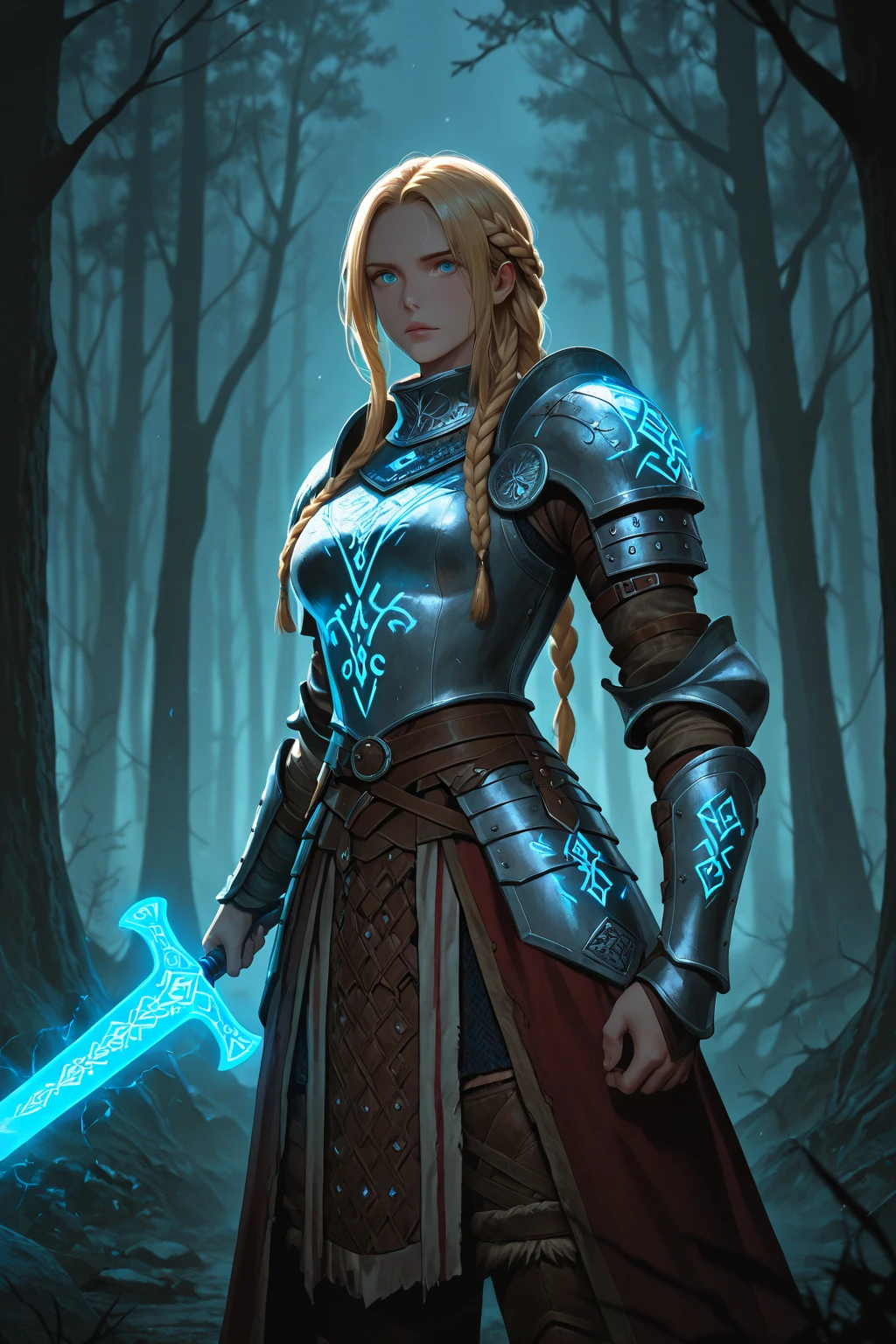 Guerreiro, full body, Runic armor, fim dos tempos, 22x, amplo, Open scenario.