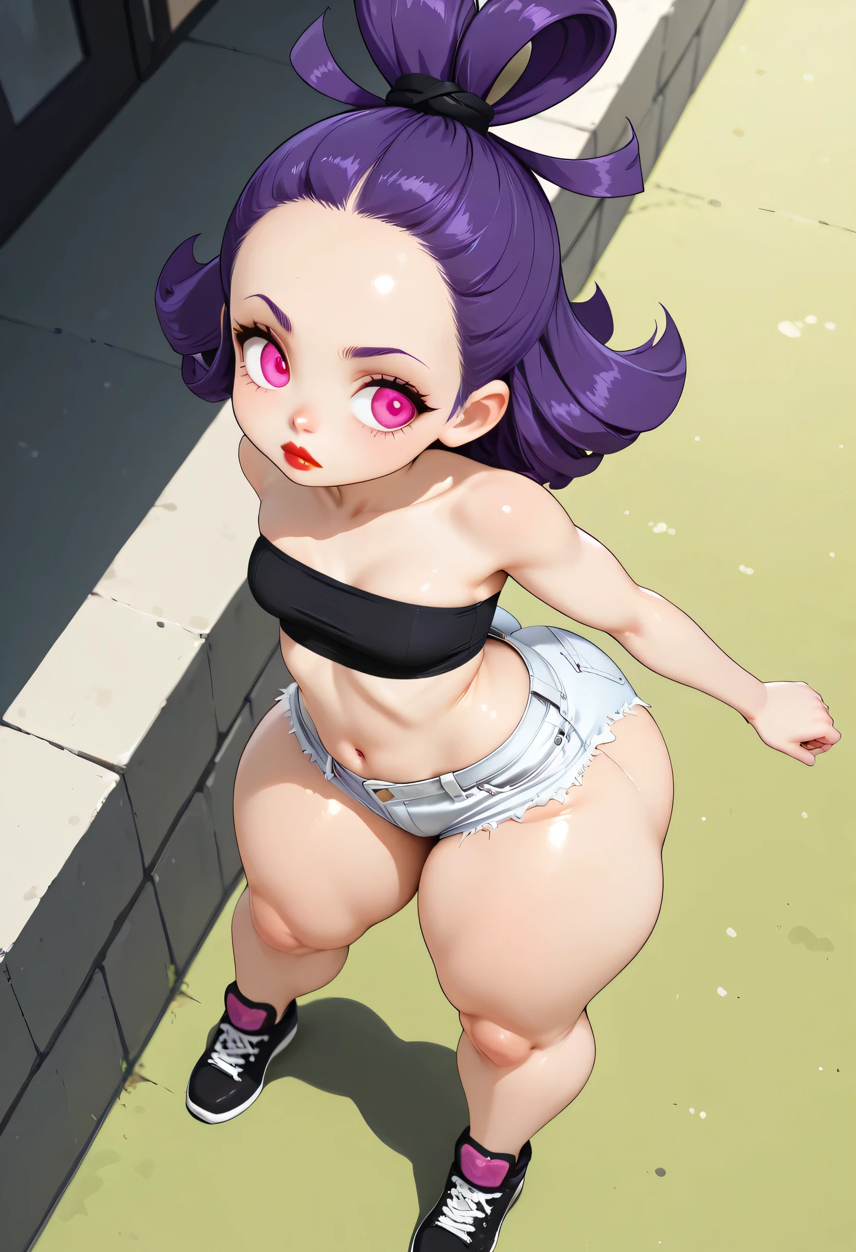 3DMM, standing on the ground, Depth of scenery, master piece, (realistic:1.2), estilo de desenho animado realista, round eyes, big head, ShortstackBT, SAGGING BREASTS!!, 1 mini girl, rosto redondo, (POV: você está em uma loja de convenience, when a Mini girl student approaches and starts looking in the same section. She eventually picks up on something you were also interested in.), (cabelo sedoso, cabelo brilhoso), magrela, pestle waist, fino e grosso, [parte superior do corpo (tiny) (magrelo:1.0)!, seios cheios, HUGE BREASTS], pink_pink bikini dress! , [tiny waist:2.0]!, [parte inferior do corpo (MAIOR:1.0) (Huge ASS) (quadril enorme:1.5) (COXAS GROSSAS:1.5) ], postura relaxada, lust, pele macia, Em uma loja de convenience com iluminação natural em um ambiente tranquilo e aconchegante, Unreal engine, sharp focus, Melhor qualidade, High definition, ultradetalhado, luz e sombra, ambient lighting, texturizada, post production, post-editing, detalhes intrincados, Anime realista, mini  girl, boa forma, CORADA, fleshy lips, mini anime GIRL as naughty, Dynamic Pose, best angle, footwear, convenience,realistic detailed scenery, Felicidade e alegria