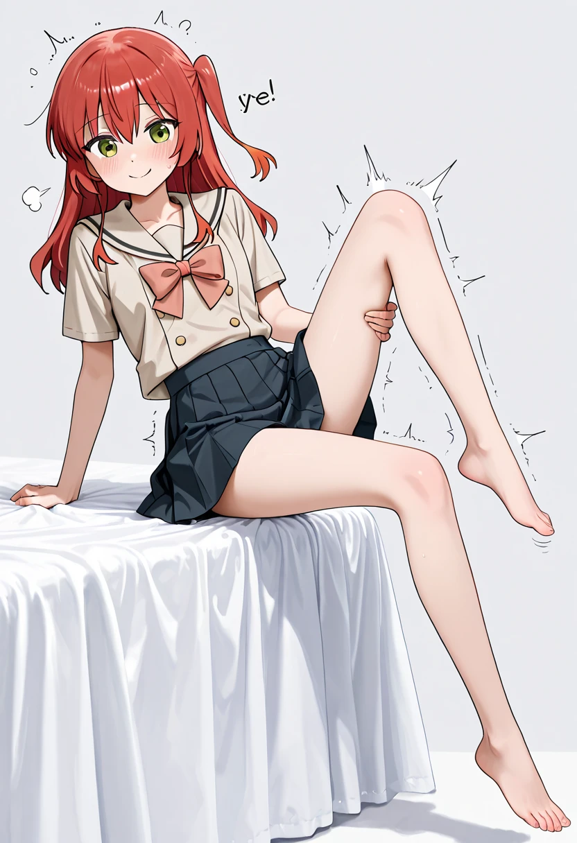 kitaikuyo, ikuyo kita, (green eyes:1.5), hair between eyes, long hair, one side up, red hair,
BREAK black footwear, black skirt, grey sailor collar, pleated skirt, sailor collar, school uniform, shoes, short sleeves, shuka high school uniform, skirt,,
BREAK looking at viewer,
BREAK indoors, classroom,
BREAK (masterpiece:1.2), best quality, high resolution, unity 8k wallpaper, (illustration:0.8), (beautiful detailed eyes:1.6), extremely detailed face, perfect lighting, extremely detailed CG, (perfect hands, perfect anatomy),