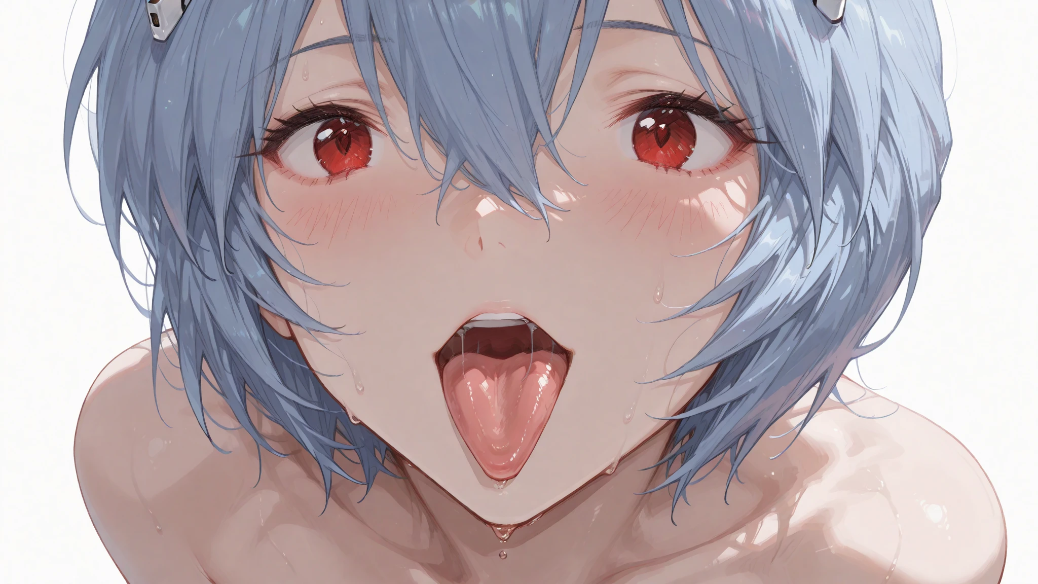 (Hyper-realistic)、(a picture)、(hight resolution)、(in 8K)、(highly detailed)、(Best Illustration)、(Beautiful detailed eyes)、(top-quality)、(ultra-detailliert)、(Master masterpiece)、(wall-paper)、(Detailed face:1.4)、drooping eyes、full of sweat、(short-length hair、(silver to bright red ombre hair:1.25))、独奏、1 woman in Japan、22 years old、(Sweat、Shiny skin)、(A detailed eye、二重まぶた、thin cheeks、 shinny skin、shiny small neck、shiny lip、lighting on the face)、Front photo、Cameltoe、(nude:1.4、Naked:1.4)、(topless:1.4)、(blowjob、povfellatio、1 boy、penis、pov fellatio、fellatio、pov、looking at viewer)、(iuuiahegao、tears:1.4)