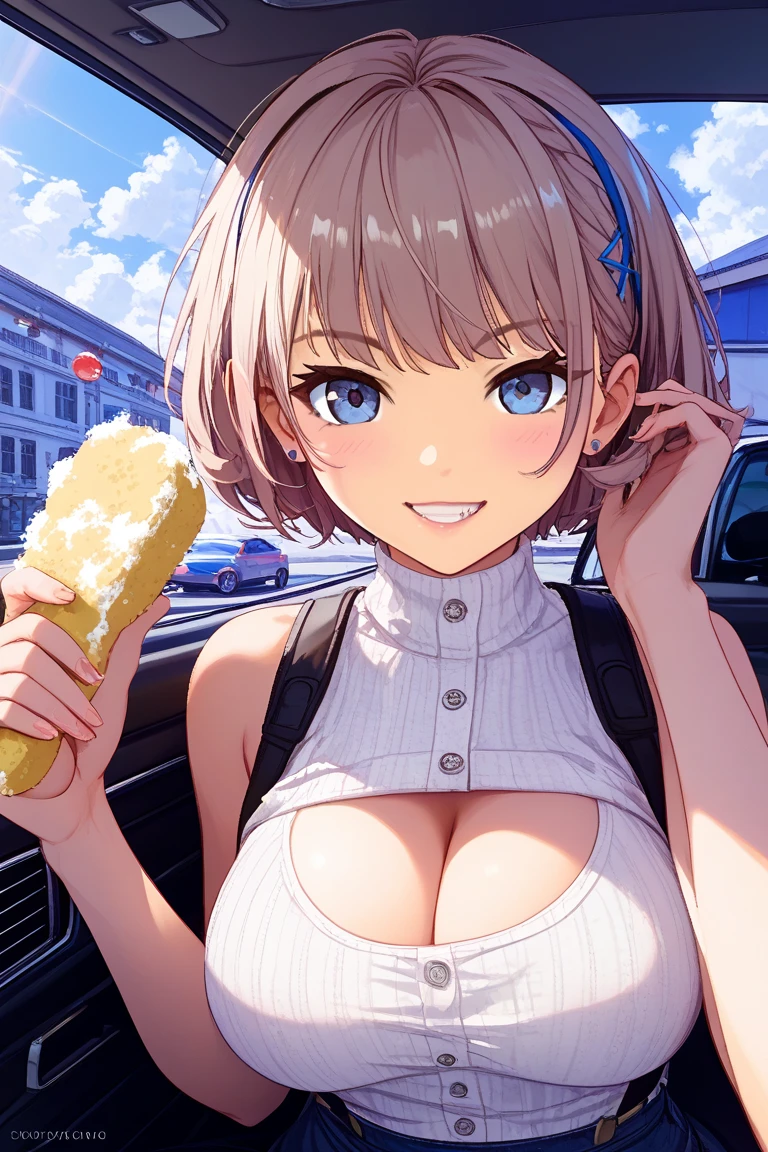 (1 person),(Best image quality, 8k, masterpiece:1.3), Anatomically correct, ((Brown hair bob cut:1.1)),(Swept-apart bangs,), (Cute eyes, Dark Eyes), (Mole under right eye), (thin), (Large Breasts),(Glowing Skin:1.1),(Pale skin:1.2),(Fantasyな雰囲気),(look up),Ultra-high resolution, Textured skin, Sparkle Effect, Fantasy,Bright Eyes,30 years old,

Black business suit,Tight skirt,Black high heels,Black tights,

Luxury Office, secretary,


night,night景,skyscraper,

Wet body,Cleavage,Sweat,


Eating a popsicle,Saliva stringing,

On all fours,
Gaze, 