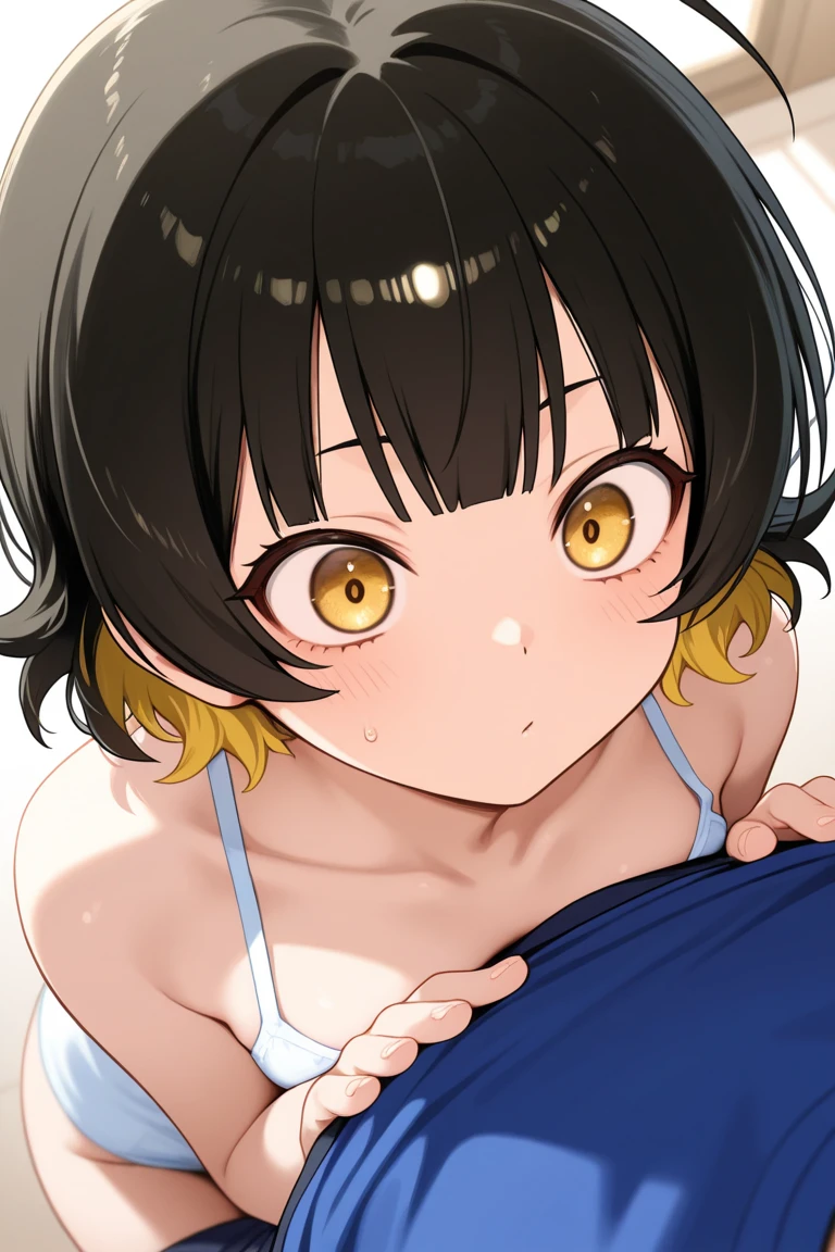 (young girl ,short stature,gyaru)) ,flat chest,((black hair,bangs pinned back,))nsfw,plump,leopard print one-piece-swimsuit,,beach,,stand,