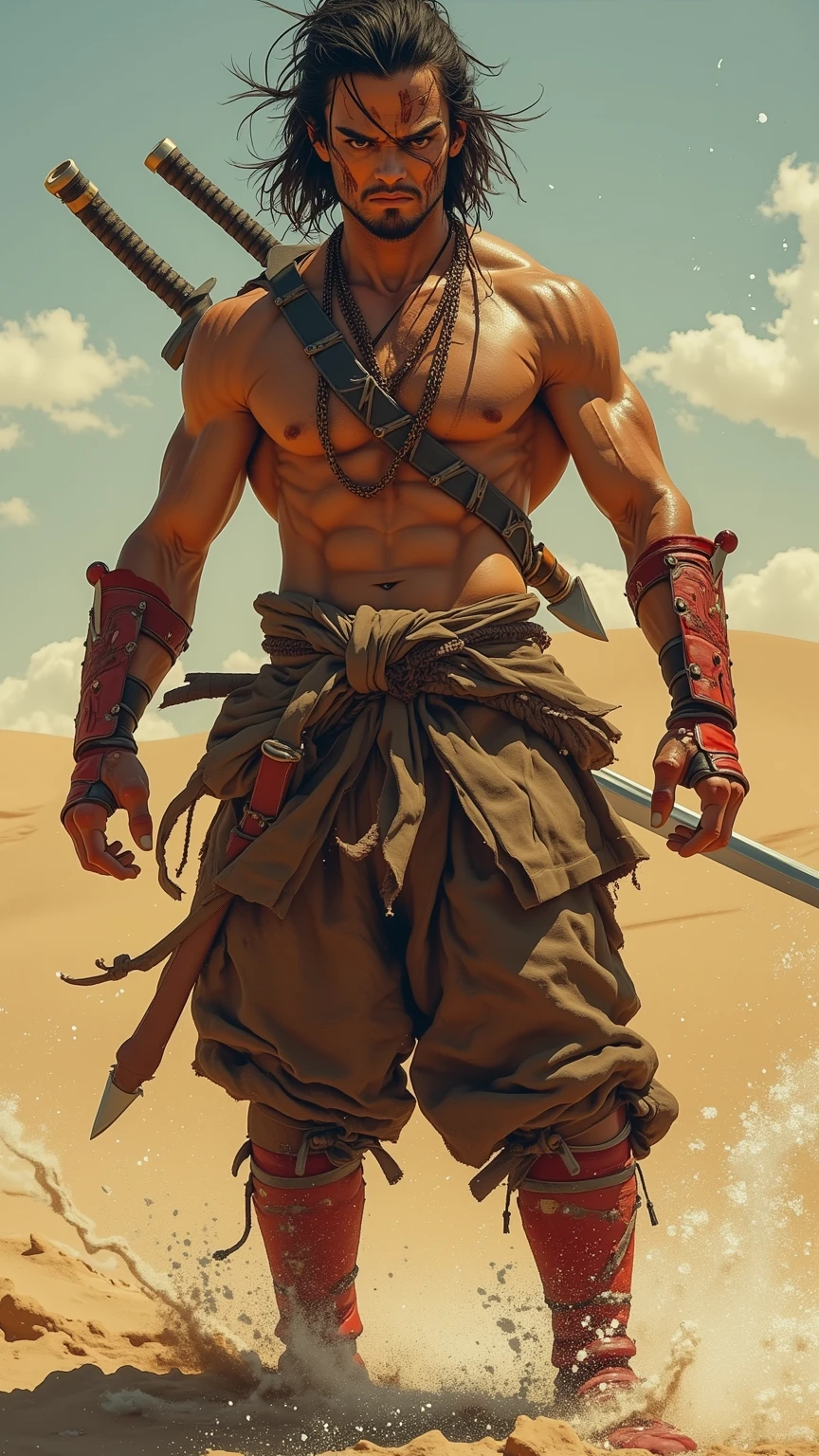 
 western rpg monk fighter with short black hair in fighting pose


