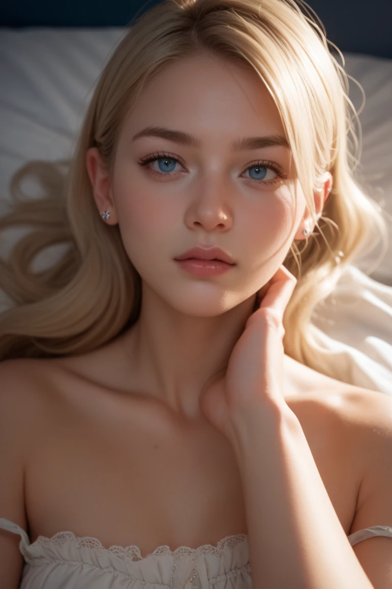 fille blonde 15 ans realiste gros sein sans habit allongé sur un lit