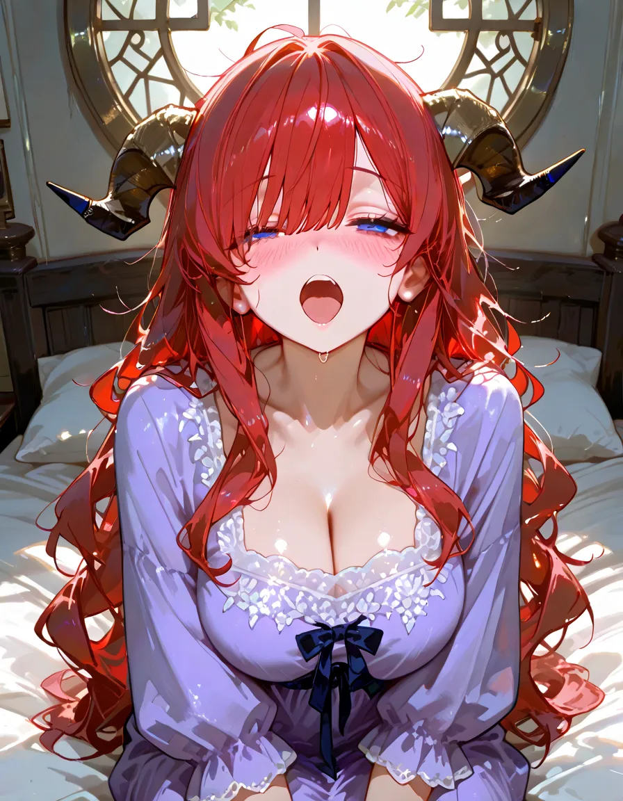 score_9, score_8_up, score_7_up, score_6_up,floox style,surtr, arknights, red hair, ,big breasts ,nude,naked, steam, steaming body, , pov,. bedroom.  light-skinned male, expressiveh,  long hair, , 1boy, , pov, blowjob
