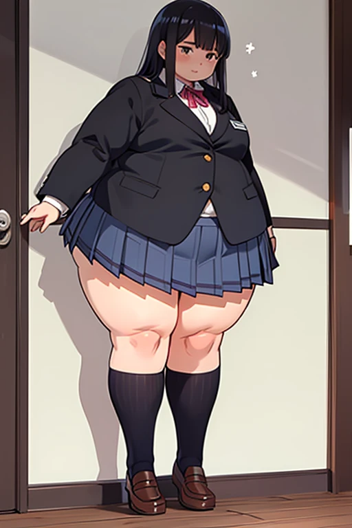 (masterpiece, best quality, highly detailed), 1girls, big belly, huge belly, art by kipteitei, round belly, chubby, curvy, belly grab, enormous belly, fat belly, thicc, bigger belly, really big belly, jiggly belly, shirt covering belly, belly cover by shirt, glasses, ((full body)), long hair