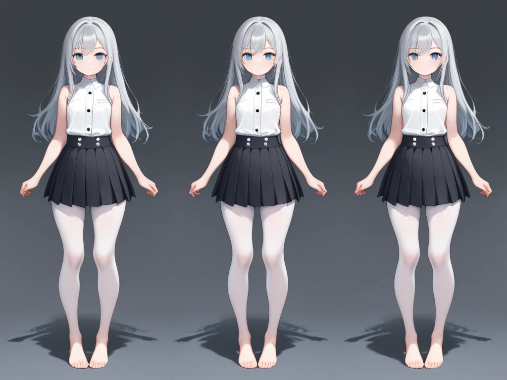 8 year old medieval girl, underwear姿、Translucent knee-length drawers（underwear）Wearing、Wearing a semi-transparent corset、Translucent slip, Grey translucent tights