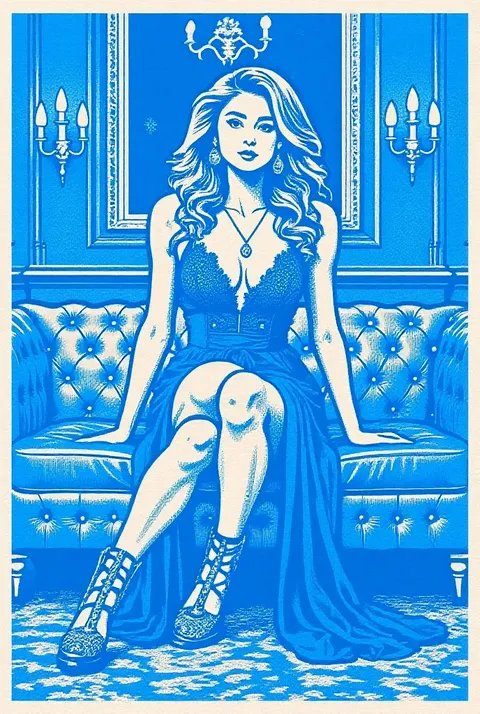 Wanita cantik dengan filter warna yang berubah-ubah