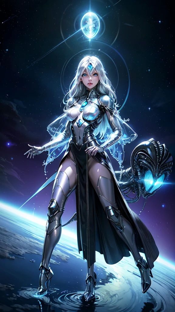 masterpiece,best quality,highres,ramius1,1girl,full-body,
Floating in with the universe,
<lora:add_detail:1>,
 <lora:A-Mecha Musume_REN:1> mecha musume, mechanical parts, robot joints, headgear, full armor,  <lora:UrdV24:1> urd \(aa megami-sama\),