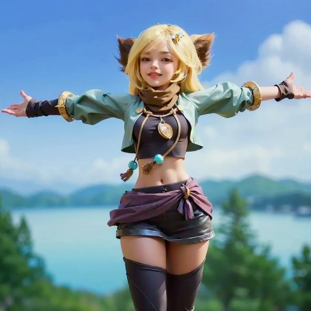 Character of Mobile legend, blonde hair, ultra detail, big boobs, like adult version, with glasses