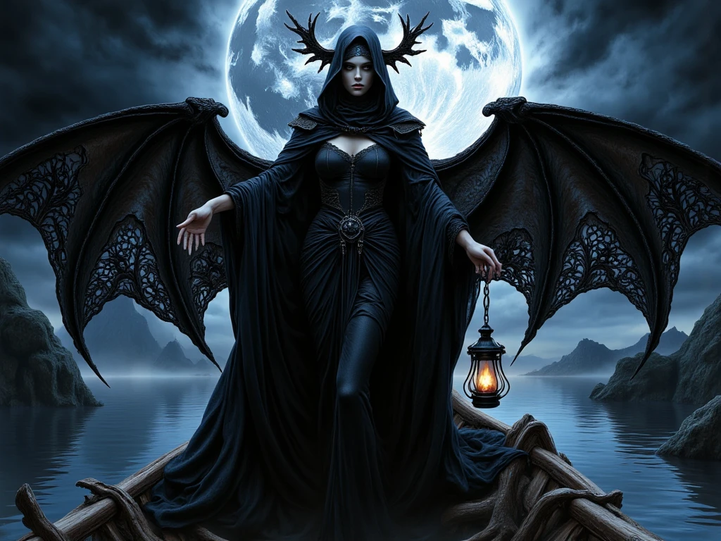 1 Woman, Witch, Yellow Eyes, Black Feathered Wings, Black Dress, Horror, Darkness, Dark Setting, Looking At Camera, Best Quality, Accurate, 4K,