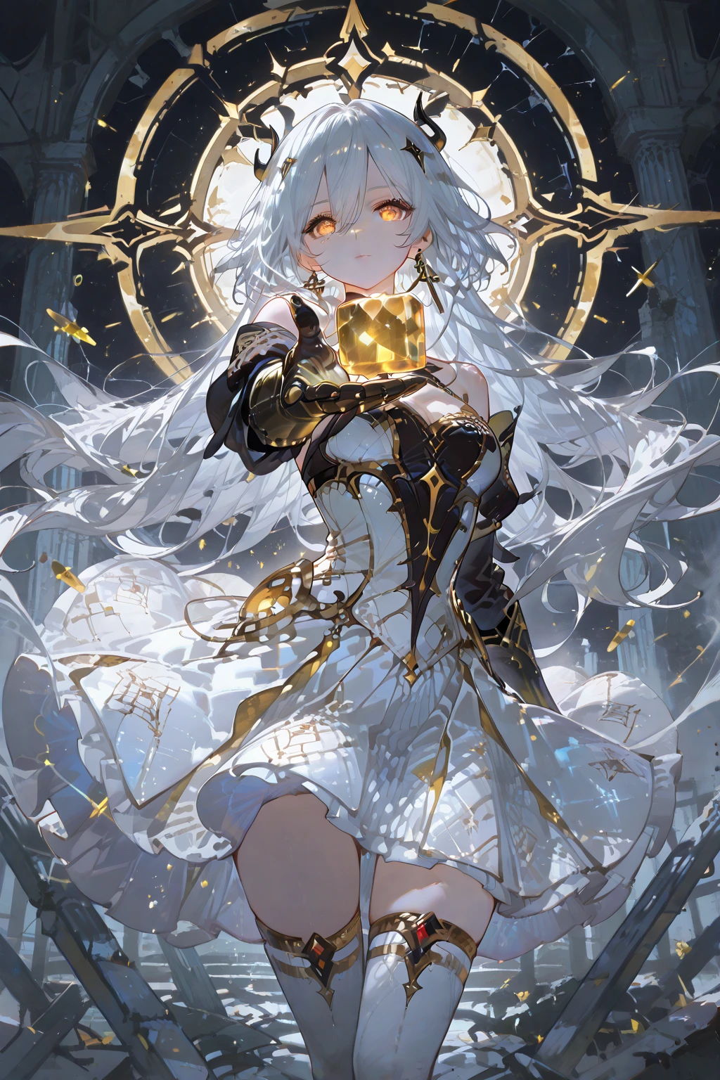 Hourglass Dresses、Underboob、非常に機械仕掛けでgod々A delicately crafted background、gold background、god、𓀀