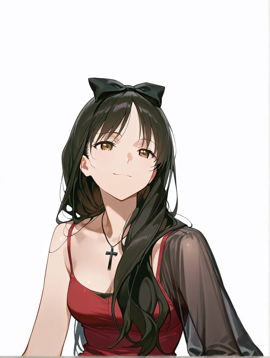 One, 1 girl, (Solid white background:1.3), Saegusa monkey, in a vest and red thong, viewer, smile