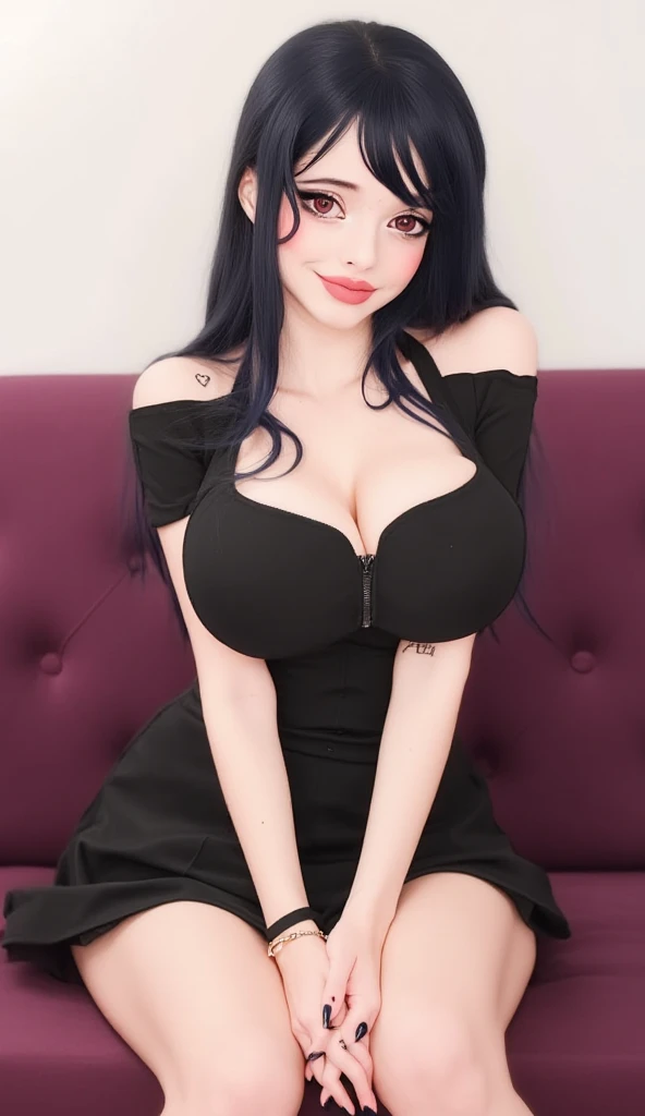  ((((Open your mouth))))、masterpiece,highest quality,High resolution,Very detailed,bb Festival,meだium hair,skinny,,(((((  Captivating smile ))))),skinny,Black Choker,Earrings,Huge cleavage、Off-the-shoulder tight sweater dress、,Race,(( Perfect Fingers )) ,  indoor,(Cafe:1.2),((Blowjob Gestures:1.5))、Open your mouth ,Sitting,Chair,Heavy breathing ,
