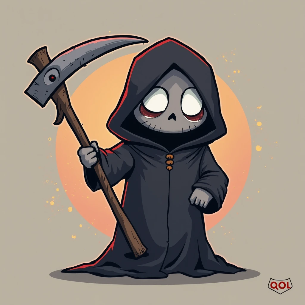 character, red plague doctor, cartoon, sticker, joyeux