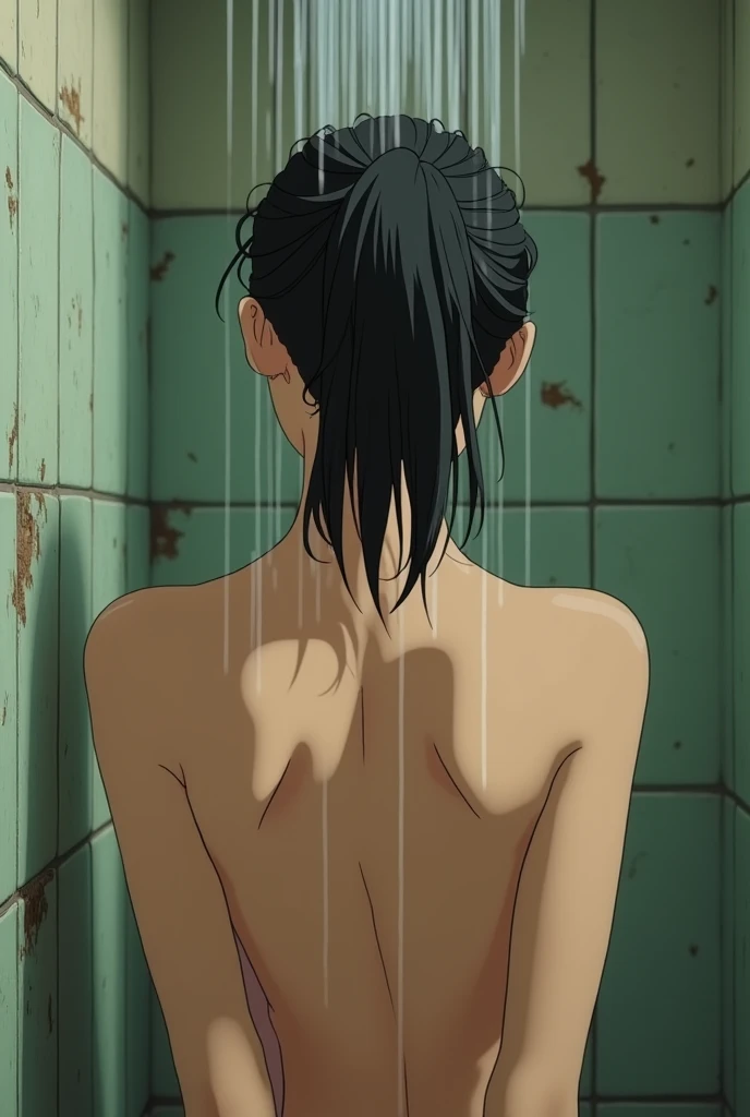 Madoka Ayukawa, 14 years old, bangs, 1girl, masterpiece, highest quality, disorganized, retro artstyle, 1980s \(style\)))), look viewer, (((full nude))), full blush, (((no Panties))),, Take a look here, (((nsfw))), view audience, nsfw, Genitals are visible,1girl, (((See here))), nsfw, (Japanese girl showing off genitals:1.1), look viewer, (((Taking a shower in the bathroom, knee standing,))), back,