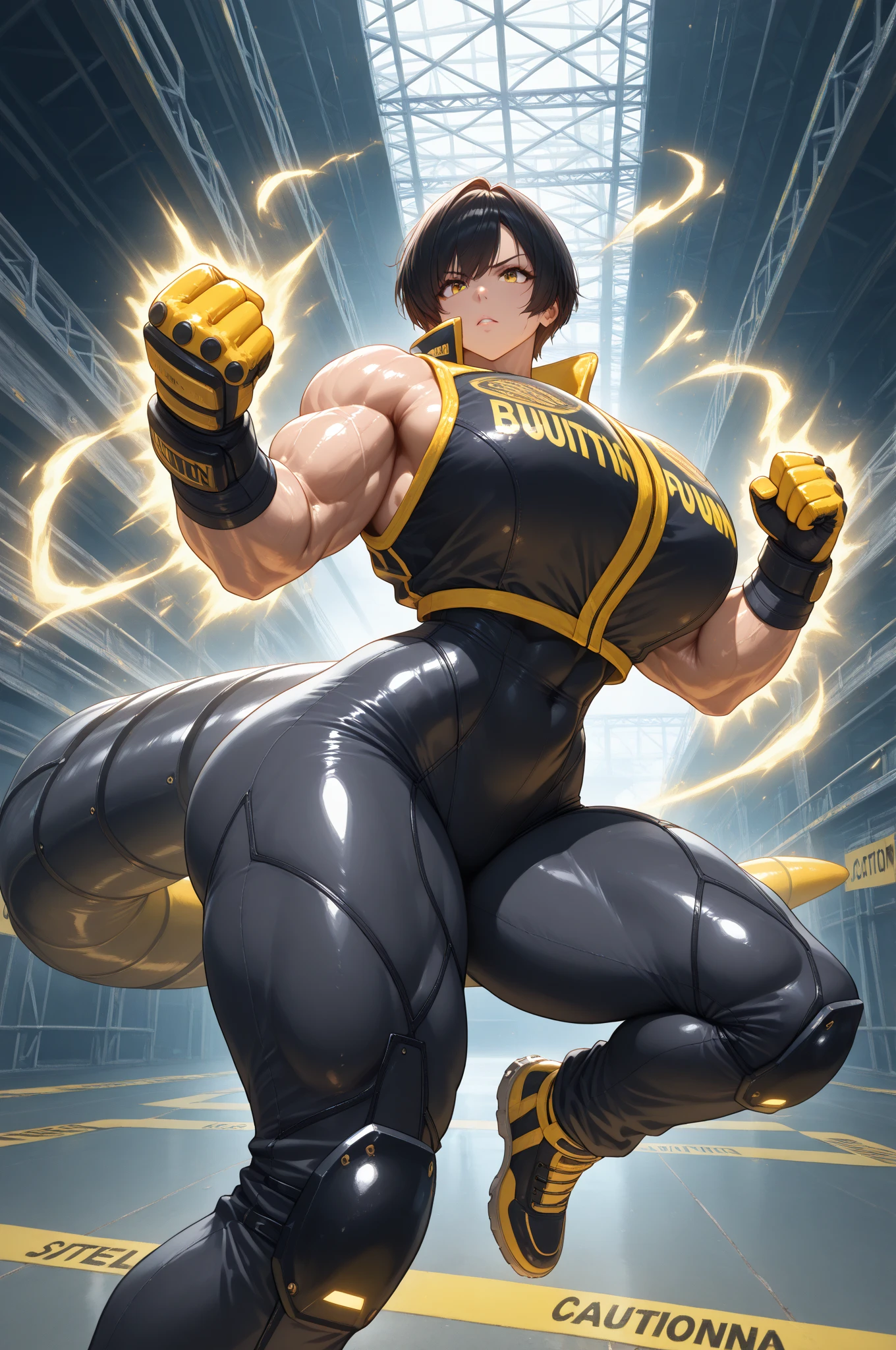 8K、Masterpiece、Highest quality、Highest quality、Very detailed、High resolution、Bright lighting、One girl、Black Hair、Short Hair、Maid Costume、bodybuilder