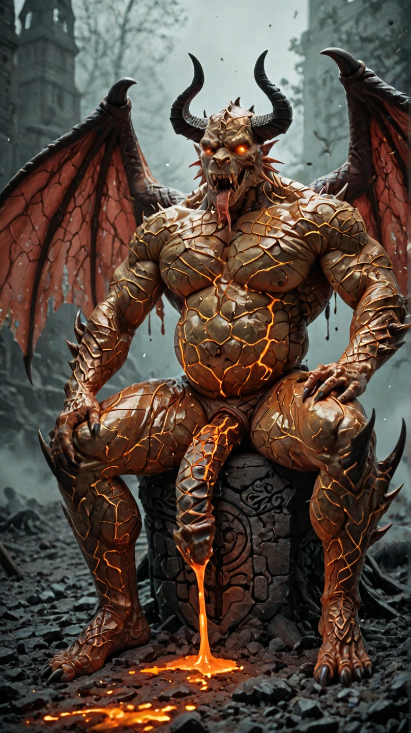 (megan fox), ((((((1 muscular demon girl)))))), (((huge upper body))), long hair, ((((huge demon wings))), (((pale skin))), (((sharp teeth, Huge horns, large nails))), navel, ((((full body front view)))), (((perfect hands, perfect fingers))), (((black empty background)))