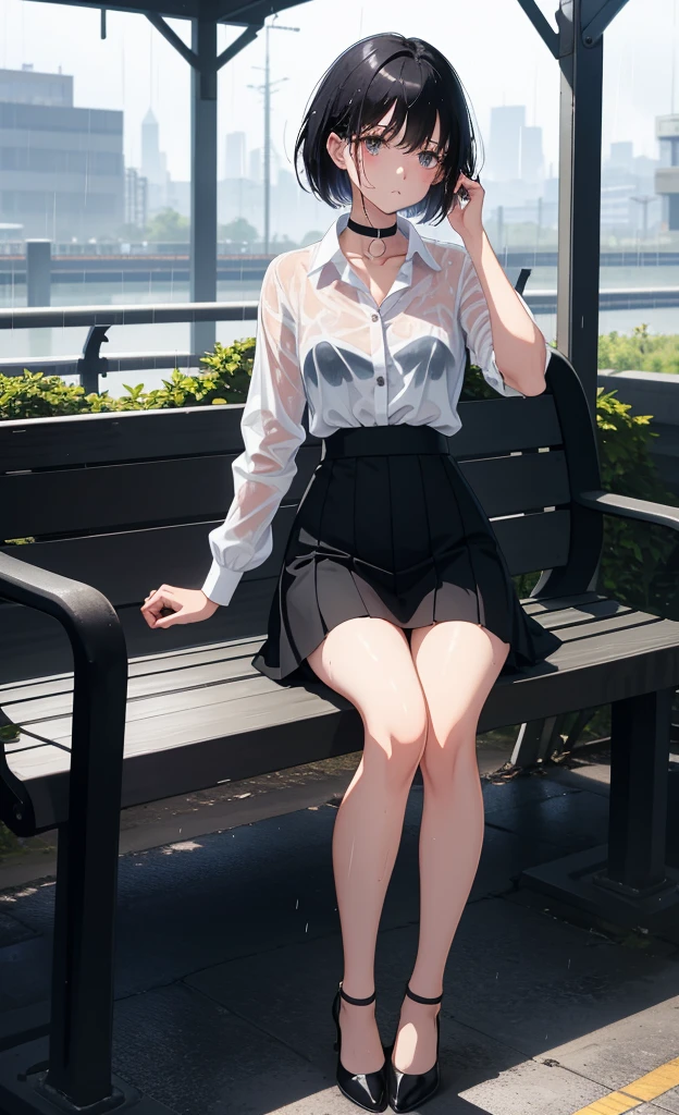 1 girl, sitting, sexy, fishing net