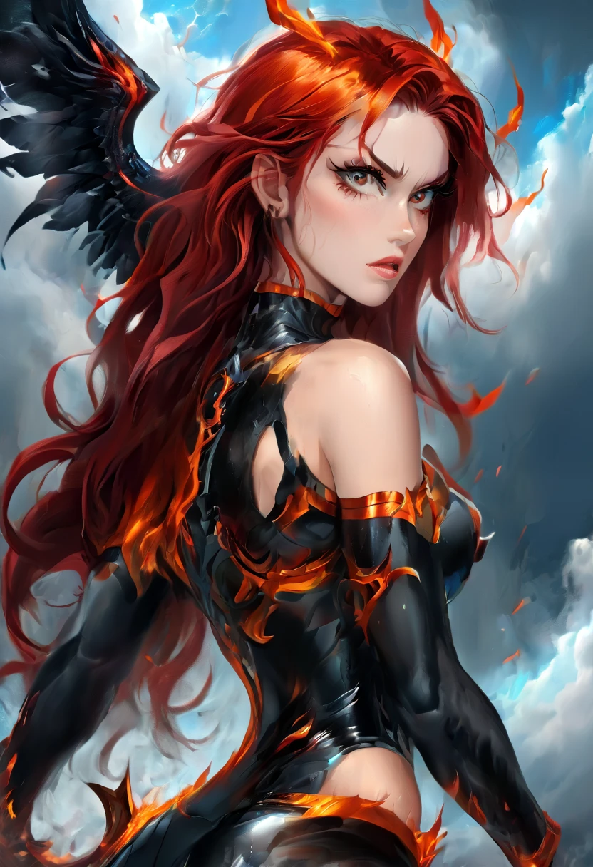 Super Girl, Over the city, Ready to fight, Detailed artistic photography, Beautiful and delicate face, Dreamy, glowing, Backlight, charm, glow, shadow, Oil on canvas, Brushstrokes, Soft, Ultra HD, 8K, Unreal Engine 5, Super sharp focus, Atjem, Loish, Science Fiction, complex art masterpiece, threaten, Matte paint poster, Golden Ratio, cgsociety Trends, complex, epic, Very detailed, Energetic, Creating a character render, High quality model  