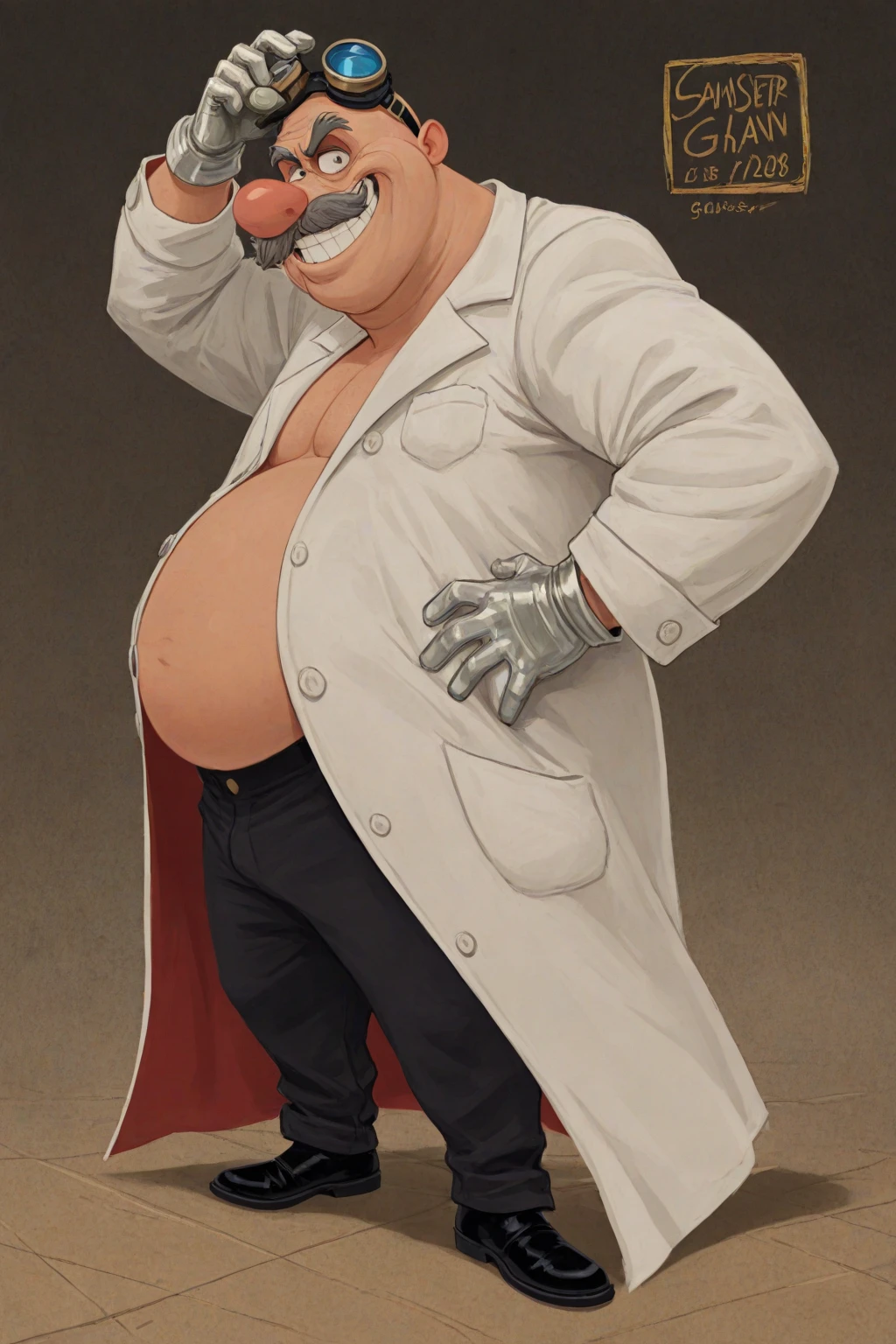 yattaze, masterpiece, detailed face, (high quality, best quality:1.2), smile, sunglasses, (realistic_nose:-1), (dark tanned skin:1.3), wariza, (megami magazine:1.1), (anime coloring:1.2), (white closed coat:1.4), (Bald head fundoshi mature fat man:1.3) (1girl rainbow glowing slime in pants:-1),^
