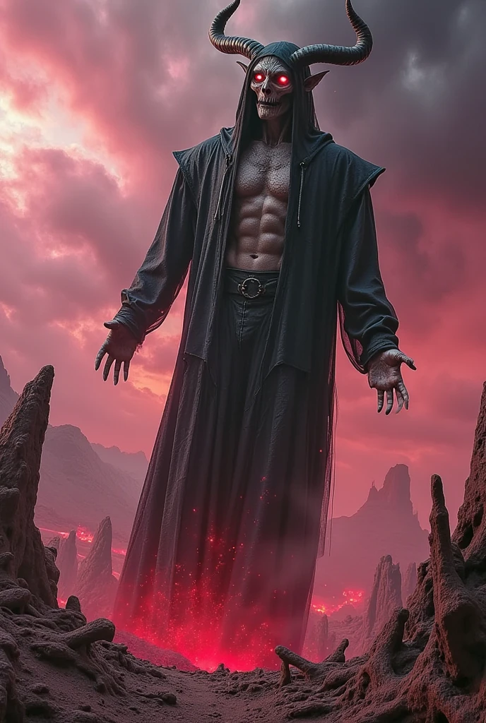 Photorealistic, ((best quality)), ((masterpiece)), (detailed), Grim Reaper, masculine portrait of Death, personification of Death, (open black cloak:1.4), (evil look:1.2), clutching a scythe, 1 male model, handsome, tall, cute looking, evil look, dark look, powerful, young male model, handsome mythical creature, super strong, muscular, fit, massive muscles, six pack, clean shave, white eyes. short wavy messy black hair, short messy hair, messy wavy hair, shirtless, barechested, muscle, ripped, strong body, fit body, ancient linen Greek small skirt, (black linen antique draped cloth skirt:1.3) correct looking ?????, well-shaped ?????, smooth ????? and balls, (Dark background:) 8k, high detailed, ultra-detailed, Stylish Pose, real skin texture, dark cinematic lighting, (night cemetery:1.4), stone graves in the background
