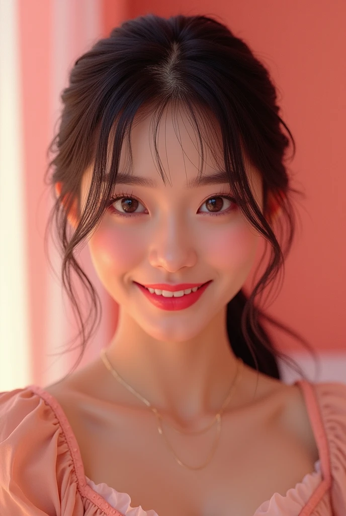 ​masterpiece、top-quality、realisitic、(A hyper-realistic), (illustratio), (hight resolution), (8K), (ighly detailed), (The best illustrations), (beatiful detailed eyes), (top-quality), (ultra-detailliert), (​masterpiece), (wall-paper), (详细的脸), a bed、Upper body close-up,Armpit, A smile,Plump,独奏,（Wearing a silk plunged open shirt:1.5）, full of sweat, japanes, large full breasts, (camel's toe)、huge-breasted、Luxury living room、Detailed white teeth、ultimate beauty girl、No bra、Wrap a red ribbon around your neck、perfect teeth、Perfect and beautiful female hands、Perfect tooth alignment、tre anatomically correct、On a park bench、