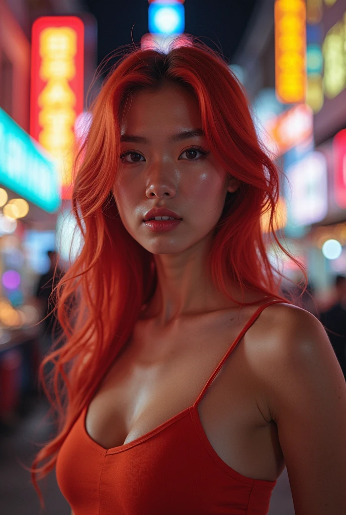 woman sexy, mostrando os peitos, Asian and red hair