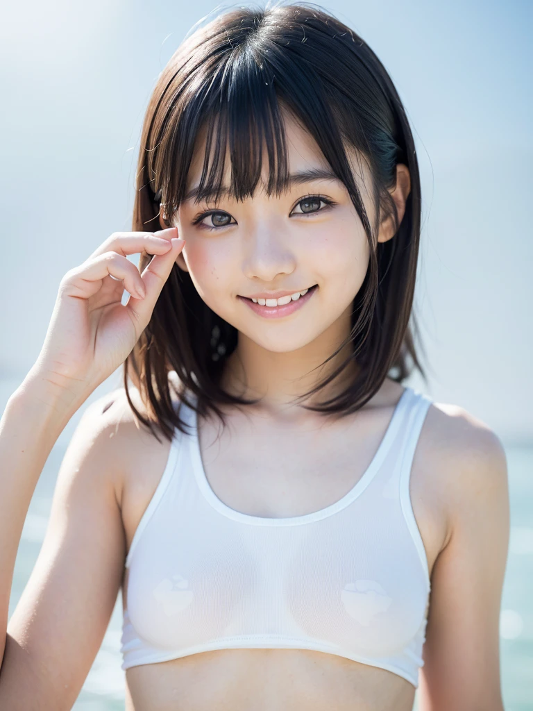 outrageous solution、High resolution、(masterpiece:1.4)、Super detailed、vivid details、Dramatic and photorealistic painting art、all women、 (((transparent white bodysuit:1.3)))、みんなsmile、High level image quality、masterpiece、high detail、8k images、alone、beach volleyball players、wet eyes、tight waist、nice body、wet skin、sandy beach、sunny day、whole bodyショット、brown skin、shortcut,Drabble, junior high school girl, delicate body, (close up of chest) , (high color saturation:1.0), (highly detailed skin), (highest quality:1.0), (超High resolution:1.0) ,(photo-realistic:1.0), (Super detailed:1.0), (8k, RAW photo:1.1),(smile:1.0),(highest quality、best image quality、超High resolution))、(realistic、Photoreal:1.37)、1 girl、alone、johnny music、beach、sandy beach、beach、splash water、natural soft light、photon mapping、radio city、detailed face、Detailed lipin particle skin、double eyelid、(huge breasts:1.5)、(wet swimsuit)、hourglass shaped body,shortcut、(masterpiece: 1.5), (highest quality: 1.5), High resolution, advanced details, 1 girl, alone, skin highlights, sharp, Claire, shortcut, white skin, laughter, beach, maikurobikini,13 years,Highly detailed CG Unity 8k wallpaper, highest qualityの, table top, realistic, photo-realistic, highly detailed beautiful woman, masterpiece、highest qualityの、4k、8k、one girl、big breasts、big and full breasts、thin butt、by the pool、4 fingers and 1 thumb、perfect body、Gravure magazine trends Magazine trends、cute、Beautiful woman、beautiful girl、dual、fine eyes、fine skin、long eyelashes、thin hair、自然なsmile、whole body、short hair
