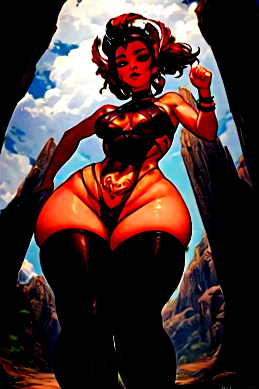 a beautiful devil girl, curvy hips, sexy, detailed photo, high heels, detailed tail, realistic skin texture, glowing red thong, fine legs, photorealistic, highly detailed, 8k, cinematic lighting, dramatic lighting, intricate details, hyper realistic, masterpiece, award-winning