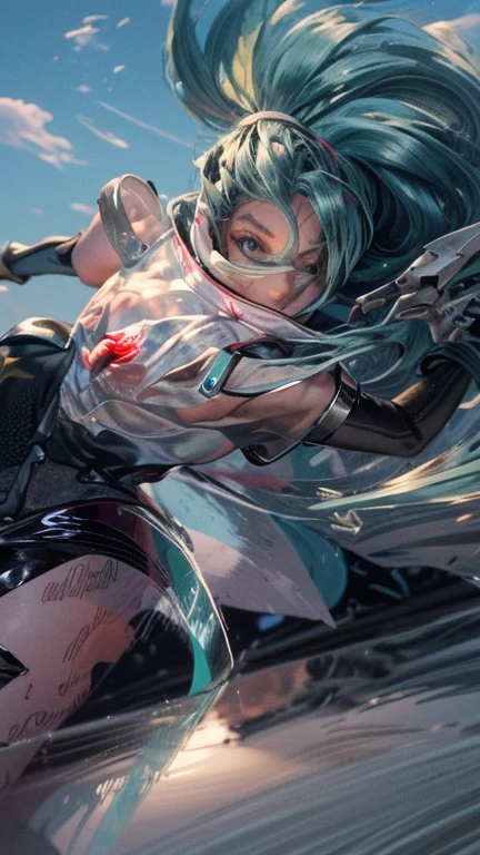 Hatsune Miku holding an AK-47, Crazy eyes, Empty eyes, dilated pupils, happy tear, Glaring, wide eyed, colored contact lenses, Crazy, Saliva, Parted lips, Smirk, Drooling, Happy, excited, Confused, oral invitation, surrealism, A futuristic, Cubist Futurism, Anime, pop-art, Dada, ukiyoe painting, Abstractionism, cubism, Chiaroscuro, depth of fields, Cinematic lighting, Motion Blur, god rays, reflective light, Backlighting, bloom, nffsw, retinas, masutepiece, ccurate, Textured skin, Super Detail, high details, High quality, Best Quality, 8K