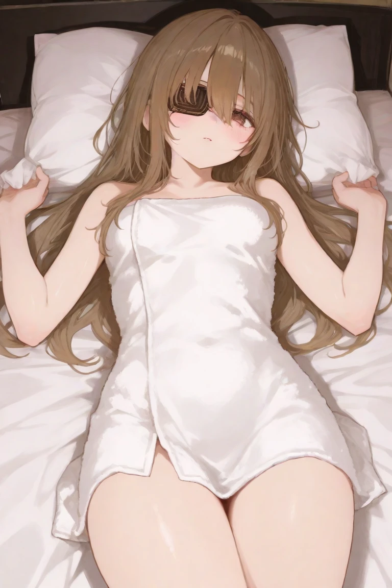 (muste piece), (best quality), (score_9, score_8_up, score_7_up), very detailed eyes, expressive eyes, perfect face, very detailed face, highly detailed face, beautiful girl, 8K, beautiful girl, white background, delicate and beautiful face and eyes, dark intense shadow, 1 girl, vtuber style, cool girl, rurudo_lion, lion ears, lion tail, blond straight hair, hair between eyes, unbuttoned pajamas, light green bra, cameltoe, ass visible through thighs, small chest, clavicle, closing eyes, sleeping, breathing, (full body), barefoot, naked thighs, lying on bed,