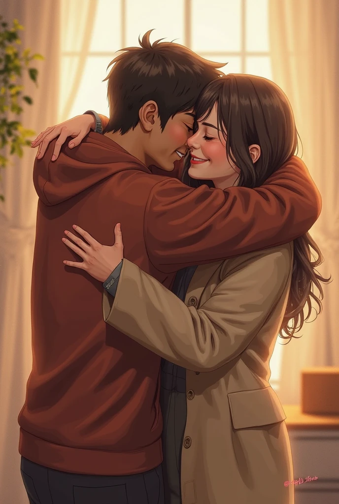(p Make these two people hug each other 