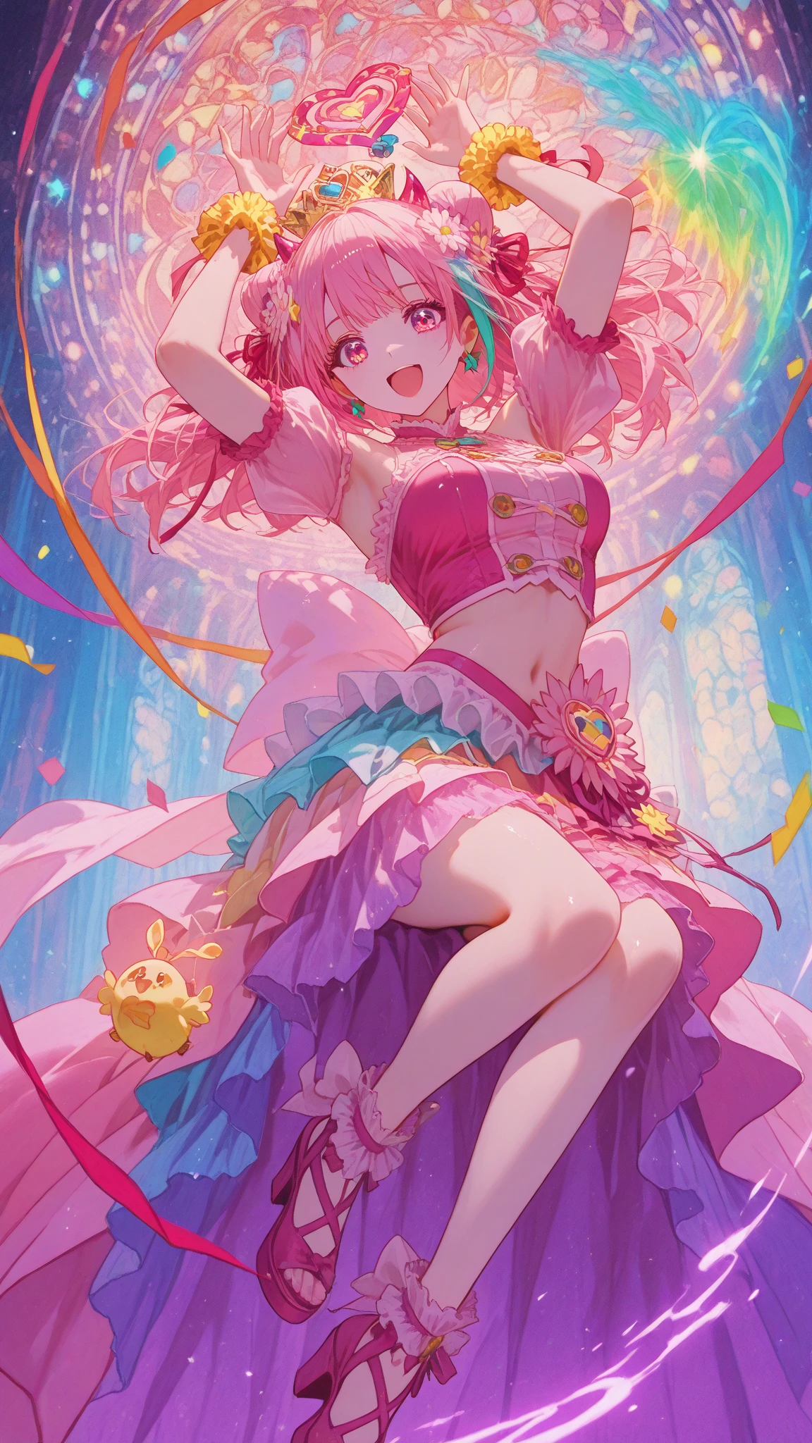 Colorful dresses,Mature woman,A large gathering of jelly bean fairies、A lot、Gather a lot、Revelry、dance,kindly smile,huge chest,