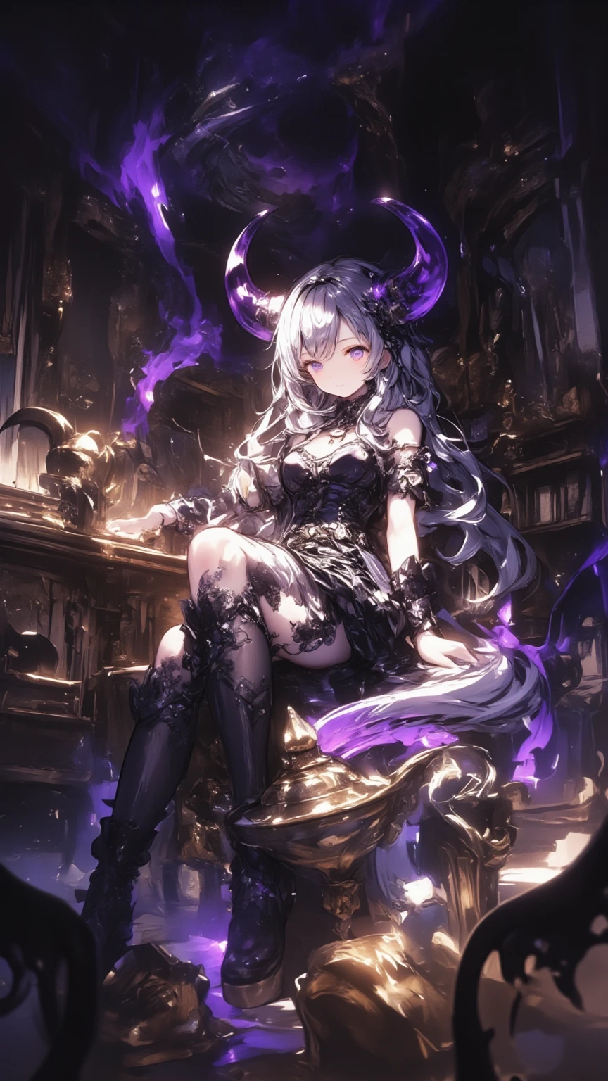 (Finest quality)),(超A high resolution),(ultra-detailliert),(Meticulous portrayal),((Best Anime)),(Finest works of art),sharpnes,Clair,Ultra-precise art,Fantasyart, (Devilish Beauty),Glamorous Body,thin-waist,a navel, darkened room:1.5,Stacked Skull:1.4,Skull Mountain