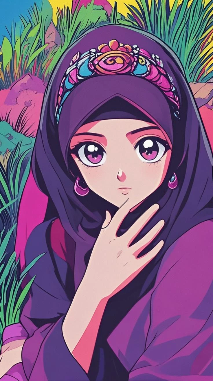,1girl, solo, pretty face, eyelashes, nose, glossy lips, ((dynamic pose)), (detailed eyes, looking at viewer, fair skin, white skin: 1.5), smooth skin, wearing hijab, 8k portrait of beauty in hijab, intricate, graceful, highly detailed, majestic, digital photography, hyper realistic, Masterpiece, Best Quality, All parts of the body except the face and hands are covered with clothing, Tudung, ((do not let the hair come out of the hijab)), full hijab, ((all parts of the body covered by clothes except the face)), Best Quality, (graffiti:1.5), paint splatter, jacket, On wall, paint can, looking at viewer, head slanted, inspired by Shunkōsai Hokushū, inspired by Tsukioka Yoshitoshi, inspired by Utagawa Kuniyoshi, inspired by Ryūkōsai Jokei, inspired by Gatōken Shunshi, inspired by Kanō Hōgai, (masterpiece, top quality, best quality, official art, beautiful and aesthetic:1.2), (1girl:1.3), extremely detailed,(fractal art:1.2),colorful,highest detailed,( zentangle neon:1.2), (abstract background neon:1.5), (treditional dress:1.2)