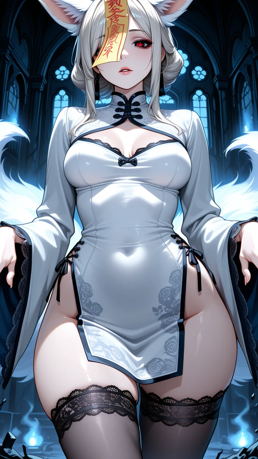 HighestQuali,tmasterpiece,Need,1girll,White color hair,High ponytail,fullnude,Full body photo,NSFW