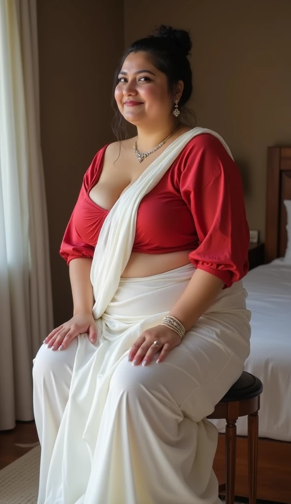 Day scene, full body photo of a plus sized 45 year old indian with a man from top view, (Masterpiece, Best Quality, High Resolution), office Background, (cum Splash on her breasts and nipples, cum Splash on her face, Splash of cum, cum Splash on her blouse, cum Splash on her eys), Sweet 25 year old South indian women sitting on her knees in a crowded party hall with a man, hour glass body red lips, silver colour silky gown, lightly makeup,ultra realistic, realistic, look at viewer (cinematic:1.3), intricate details,