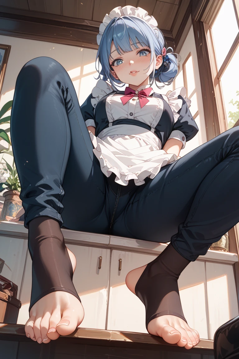 (masterpiece, top quality, best quality, highly detailed:1.2), colorful, 1girl, ankha, solo, peeing self, pee stain, pee stream, pee puddle, having an accident, have to pee, peeing, maid outfit