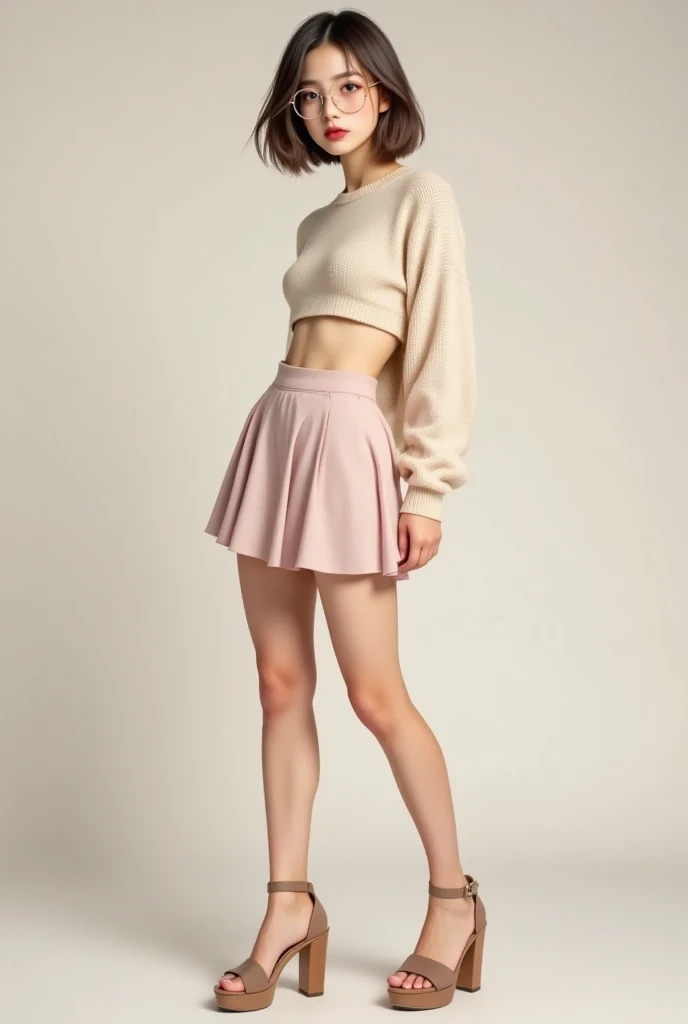 gquality, <lora:angela-10:1> angela, 1girl, solo, long hair, looking at viewer, skirt, pink hair, shirt, standing, full body, short sleeves, pleated skirt, shoes, socks, orange skirt, arms behind back, white footwear, sneakers, yellow shirt, realistic, green socks