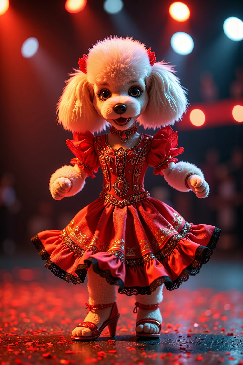 (knitted toy voodoo doll:1.7), (Voodoo Fox Dancing in Abandoned Theatre:1.3), (Clothing: tattered ballet costume with dark patterns:1.0), (Accessories: enchanted ballet shoes, glowing sinister stage lights:1.2), (background: decaying theatre with floating, glowing spectral curtains and eerie mist:1.2), best quality, masterpiece, detailed soft oil painting, detailed background, dramatic cinematic lighting, soft edge lighting, professional, dramatic lighting, hard edge lighting, ultra quality, 4k,masterpiece, best quality, 8k, ultra highres, highres, extremely detailed
