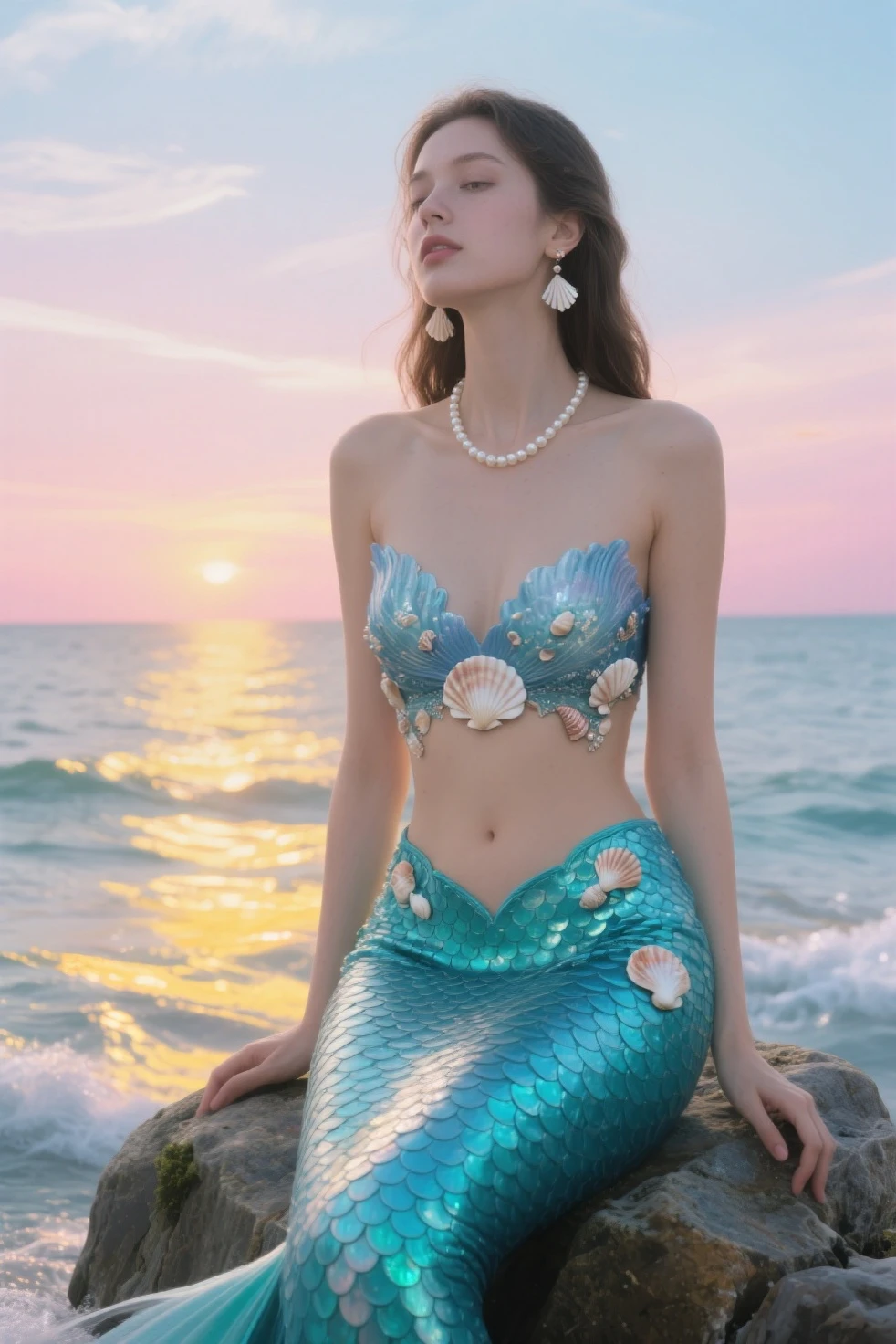 ((mermaid)) woman sitting on a bench with a fan, regency-era, 1girl, topless, by Adélaïde Labille-Guiard, by Cassandra Austen, jacques louis david style, inspired by Adélaïde Labille-Guiard, inspired by Théodore Chassériau, symbolist painting