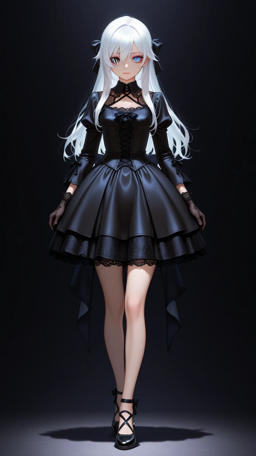 Black latex bunny suit with high heels white hair long cute legs wiothout cloth full body