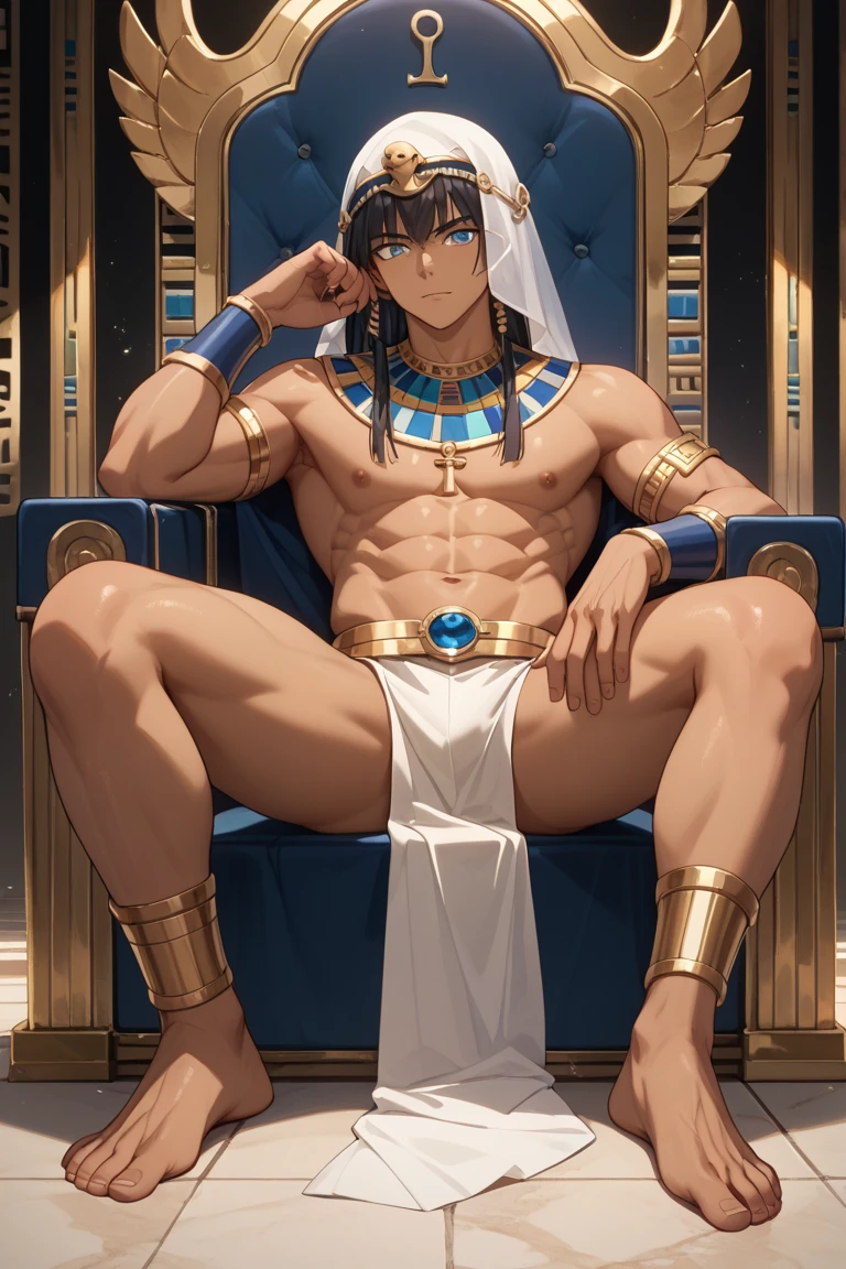 score_9,score_8_up,score_7_up, source_furry,(((whole body))),狼furry,(teenagerfurry), Anubis,male,strong,Sitting on the grand throne。,His beautiful obsidian skin gleams in the sun。He sat on the throne with his legs crossed。He looked down at you in amusement.