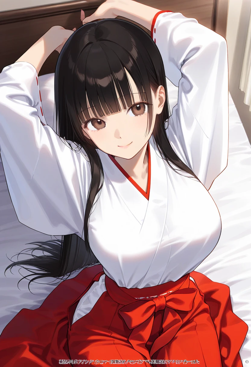 (Masterpiece, best quality, high res、highly detailed cg: 1), 'Are you sure your first time having sex is with your aunt?' Create a picture of a married woman taking off her clothes, shyly but not fully satisfied to be seen as a woman. Her expression is a mixture of embarrassment and slight pleasure, and her body movements show a little awkwardness and a little pride, ((red ribbon, hair band, nude)), 35 years old, nsfw, Big tits, Rutting eyes