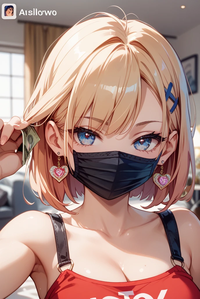 (masterpiece, best quality: 1.2), JK, huge tit, 1 girl, aqua nails, black nails, blonde hair, blue nails, tits, gradient, gradient background, green nails, scrunchie, heart, mask, mouth mask ,multicolored nails,nail polish,pink nails,purple nails,naked,darling,solo,spoken heart,surgical mask
