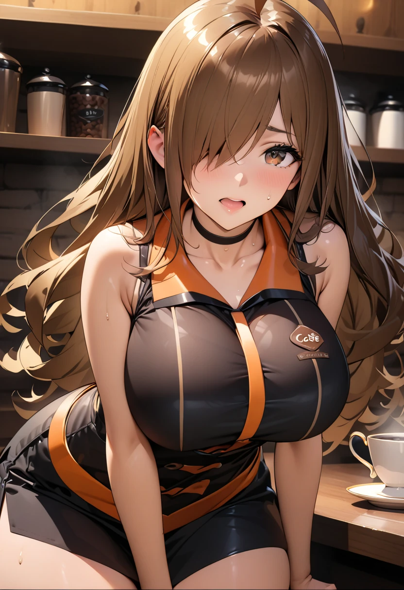 1个Giant Breast Girl, idoly, closeup cleavage, 鎖骨,  ,, photore, cinematic ligh, depth of fields, skin texture, tee shirt, rubber band, Top knot, long whitr hair, messy  hair, freckle,