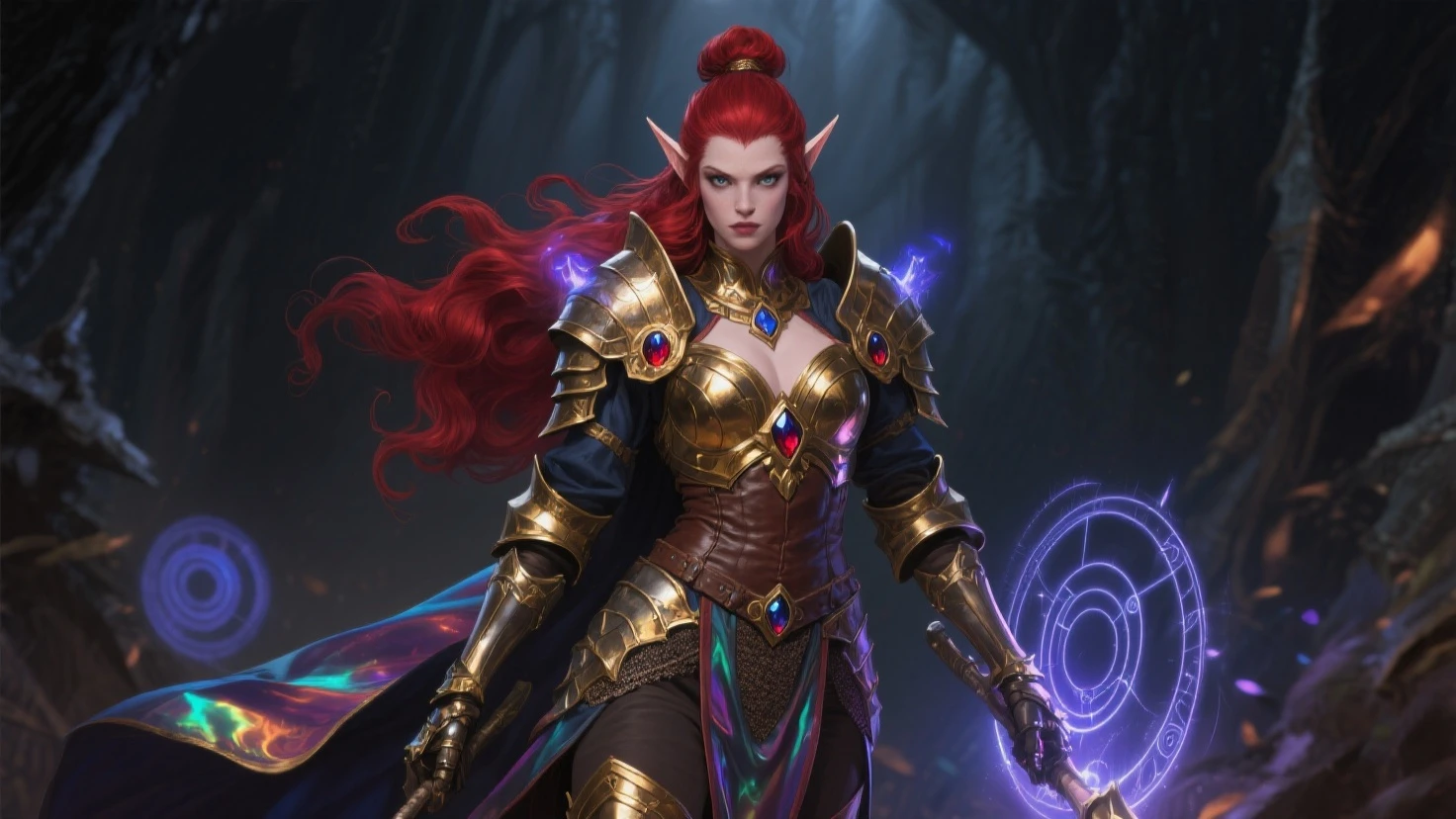 a close up of a woman with a sword and a sword, fantasy paladin woman, female elf, elf warrior, artgerm julie bell beeple, portrait of female paladin, epic elven warrior, elven warrior princess, gorgeous female paladin, alexandra fomina artstation, female redhead templar, picture of female paladin